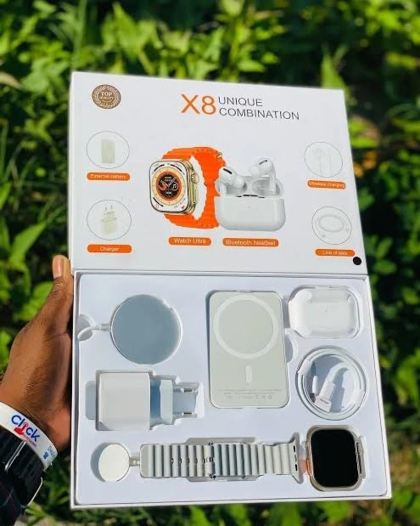 Combo:Smartwatch+PowerBank+Audifonos(X8